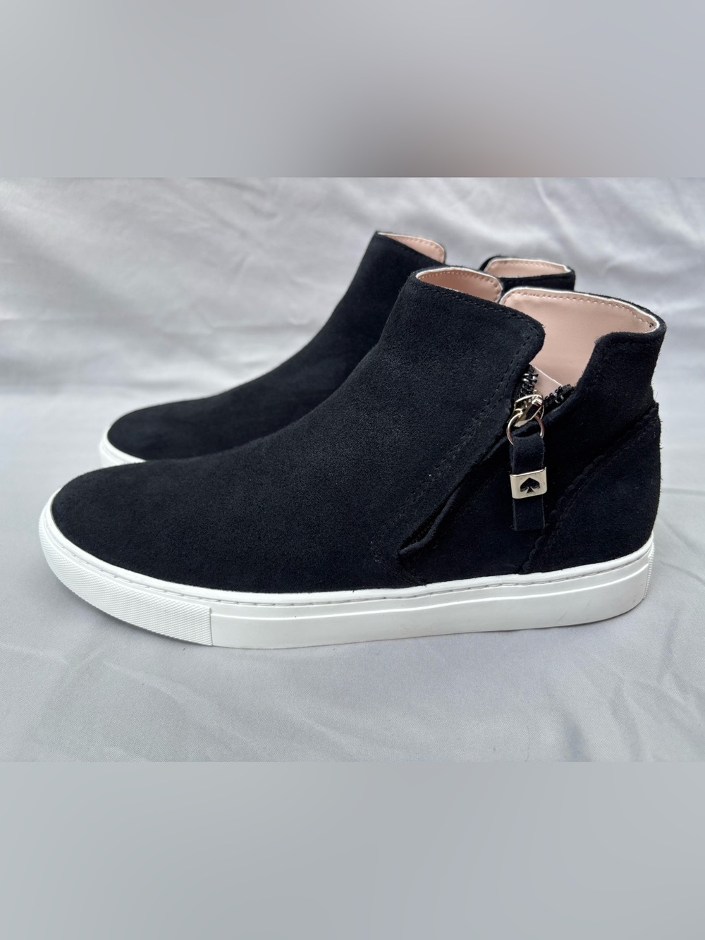 kate spade Black Suede Slip-On Sneaker with White Sole size 8.5
